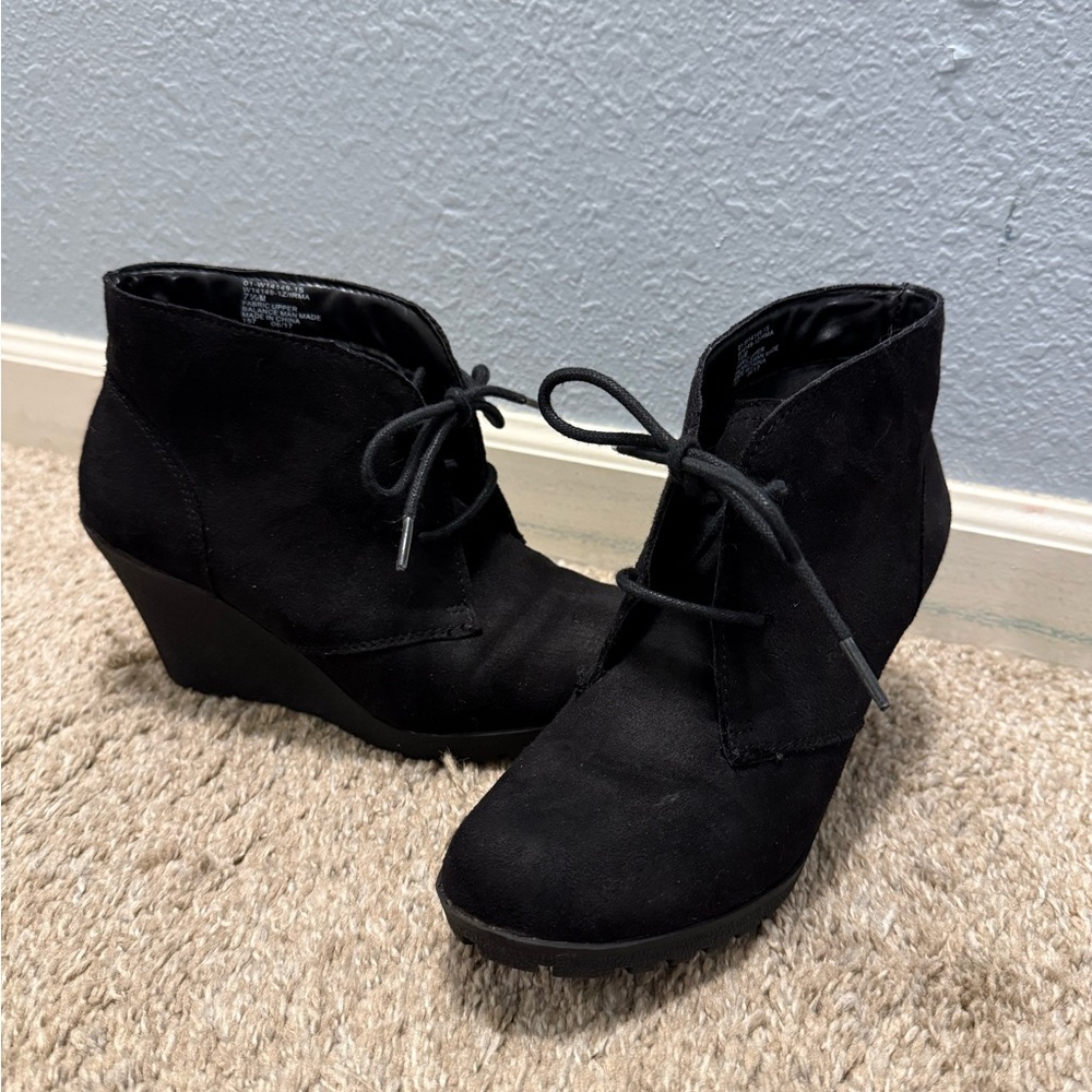 Black Wedge Ankle Boots